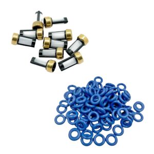 Kit 100 microfiltros universales + 200 ligas Viton para inyectores